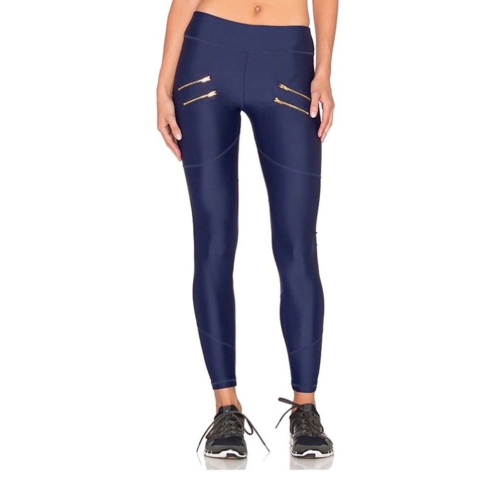 Varley Sofia‎ zipper pocket athletic compression stretch leggings in navy blue M